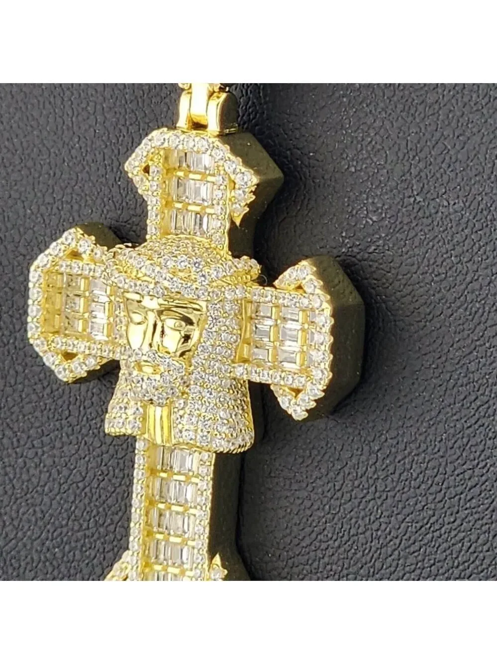 Sterling Silver 925 Cross Necklace with Jesus Face Religious Pendant